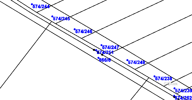 Parcela st. 574/251 v KÚ Čečelice, Katastrální mapa
