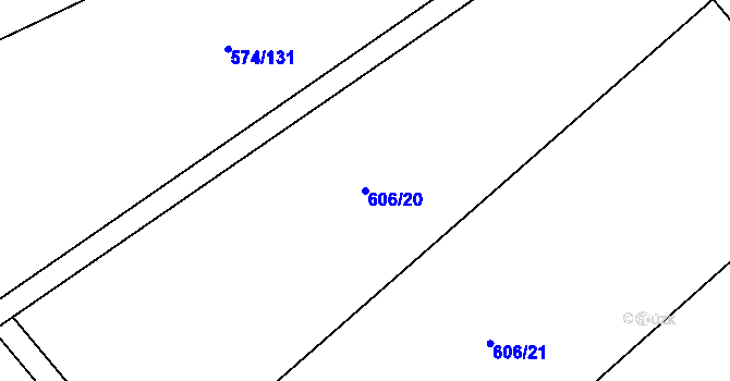 Parcela st. 606/20 v KÚ Čečelice, Katastrální mapa