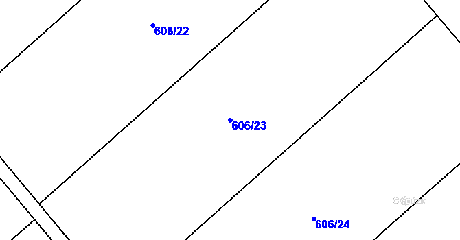 Parcela st. 606/23 v KÚ Čečelice, Katastrální mapa