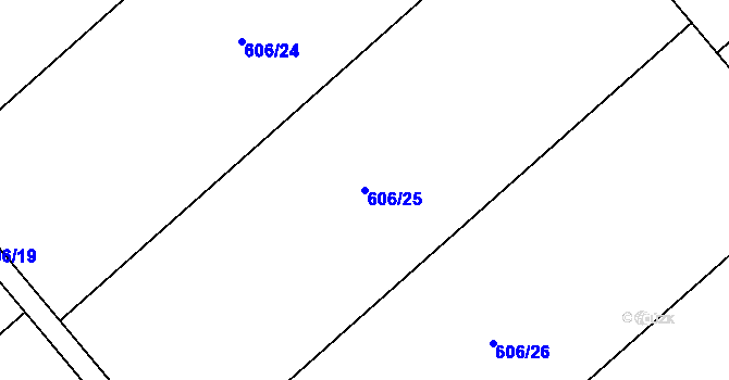 Parcela st. 606/25 v KÚ Čečelice, Katastrální mapa