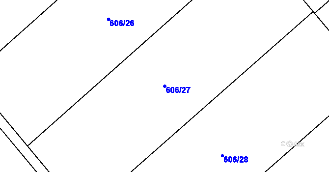 Parcela st. 606/27 v KÚ Čečelice, Katastrální mapa