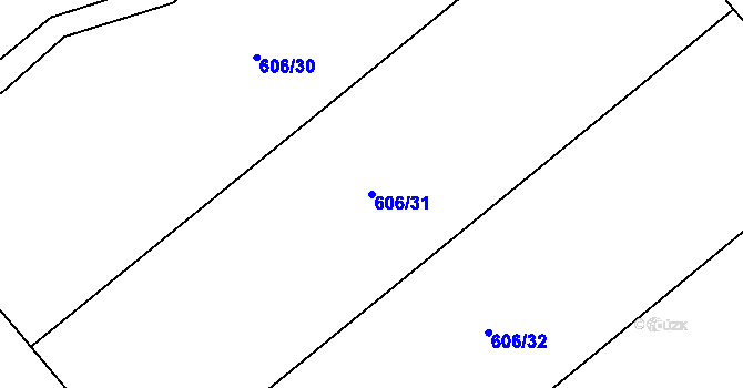 Parcela st. 606/31 v KÚ Čečelice, Katastrální mapa