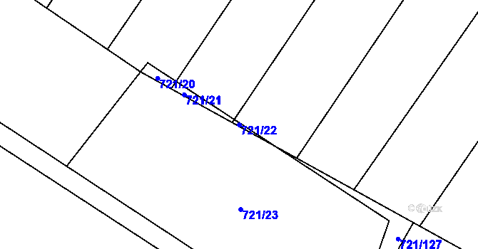 Parcela st. 721/22 v KÚ Čečelice, Katastrální mapa