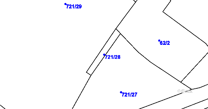 Parcela st. 721/28 v KÚ Čečelice, Katastrální mapa