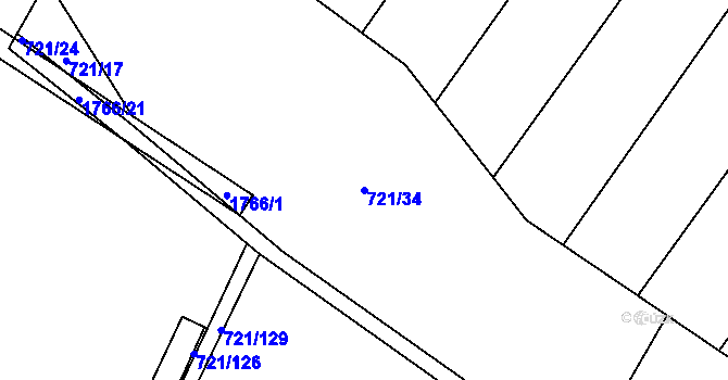 Parcela st. 721/34 v KÚ Čečelice, Katastrální mapa