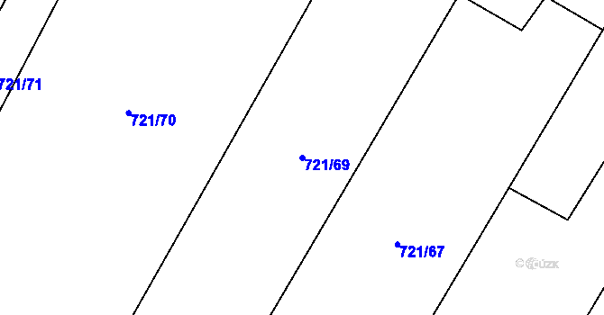 Parcela st. 721/69 v KÚ Čečelice, Katastrální mapa
