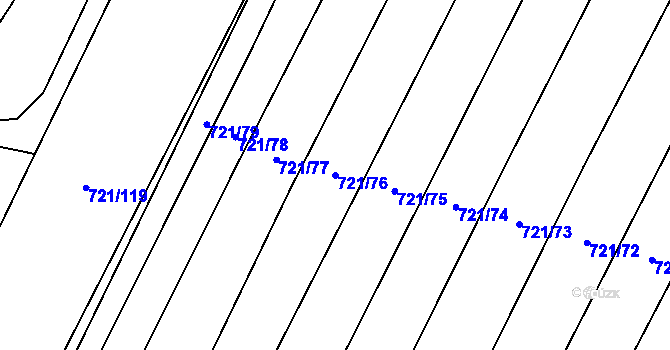Parcela st. 721/76 v KÚ Čečelice, Katastrální mapa