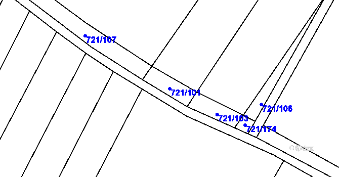 Parcela st. 721/101 v KÚ Čečelice, Katastrální mapa