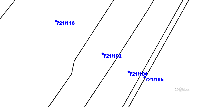 Parcela st. 721/102 v KÚ Čečelice, Katastrální mapa