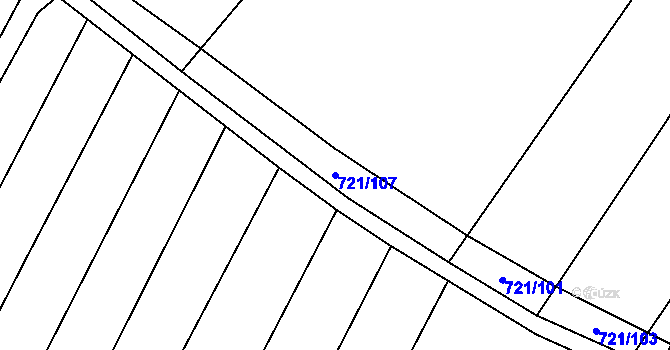 Parcela st. 721/107 v KÚ Čečelice, Katastrální mapa