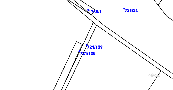 Parcela st. 721/129 v KÚ Čečelice, Katastrální mapa