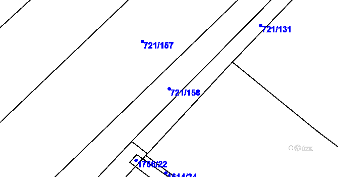 Parcela st. 721/158 v KÚ Čečelice, Katastrální mapa