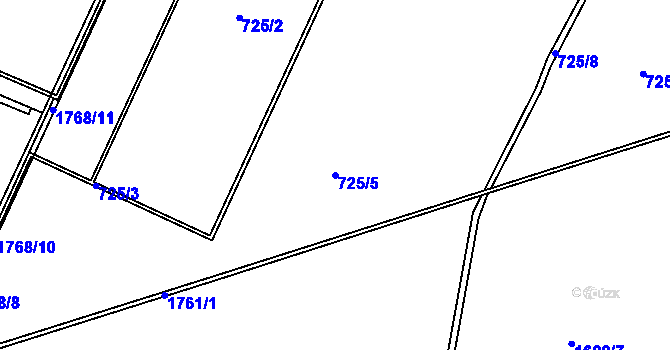 Parcela st. 725/5 v KÚ Čečelice, Katastrální mapa