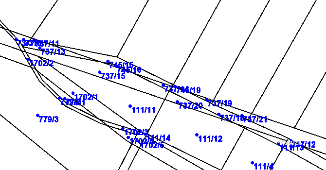 Parcela st. 737/14 v KÚ Čečelice, Katastrální mapa