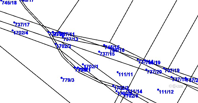 Parcela st. 737/15 v KÚ Čečelice, Katastrální mapa