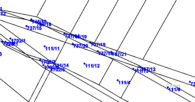 Parcela st. 737/18 v KÚ Čečelice, Katastrální mapa