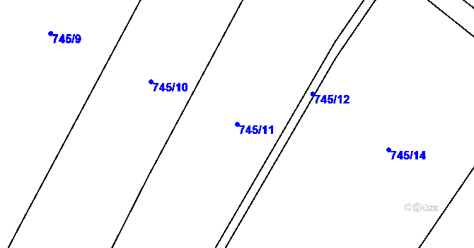 Parcela st. 745/11 v KÚ Čečelice, Katastrální mapa