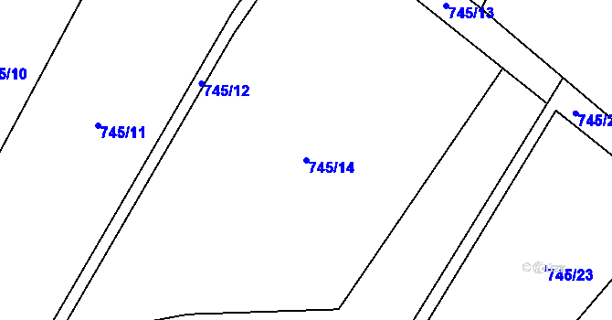 Parcela st. 745/14 v KÚ Čečelice, Katastrální mapa