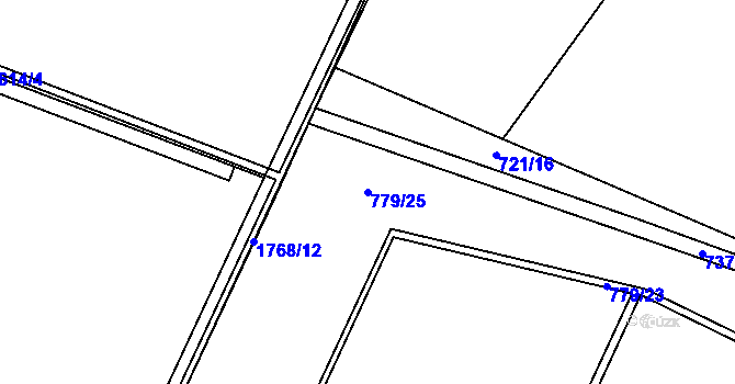 Parcela st. 779/25 v KÚ Čečelice, Katastrální mapa