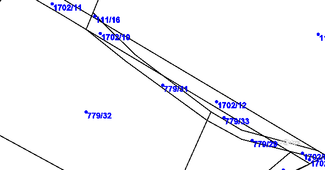Parcela st. 779/31 v KÚ Čečelice, Katastrální mapa