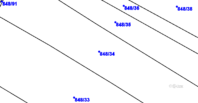 Parcela st. 848/34 v KÚ Čečelice, Katastrální mapa