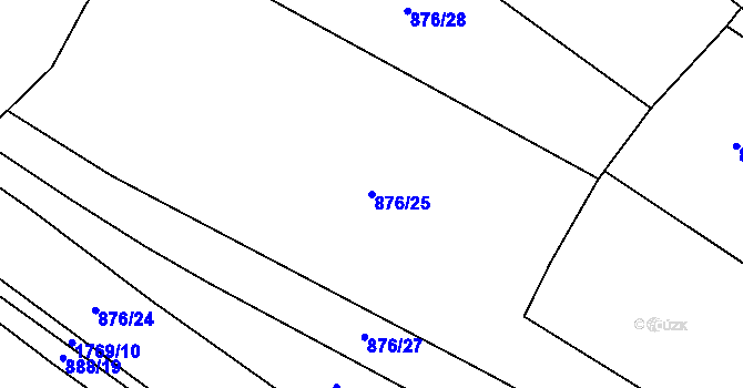 Parcela st. 876/25 v KÚ Čečelice, Katastrální mapa