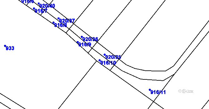 Parcela st. 920/35 v KÚ Čečelice, Katastrální mapa
