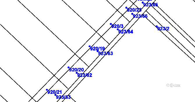 Parcela st. 923/63 v KÚ Čečelice, Katastrální mapa