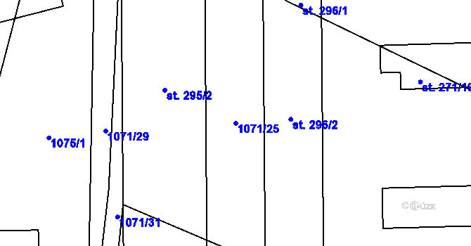 Parcela st. 1071/25 v KÚ Čečelice, Katastrální mapa