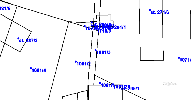 Parcela st. 1081/3 v KÚ Čečelice, Katastrální mapa