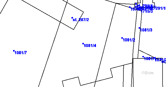 Parcela st. 1081/4 v KÚ Čečelice, Katastrální mapa