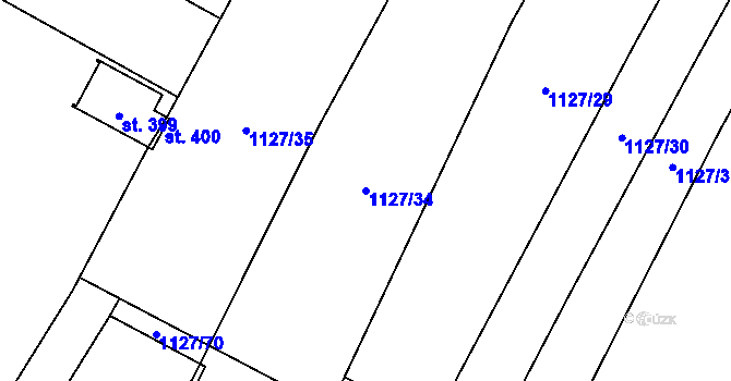 Parcela st. 1127/34 v KÚ Čečelice, Katastrální mapa