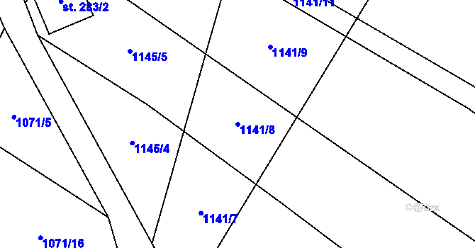 Parcela st. 1141/8 v KÚ Čečelice, Katastrální mapa