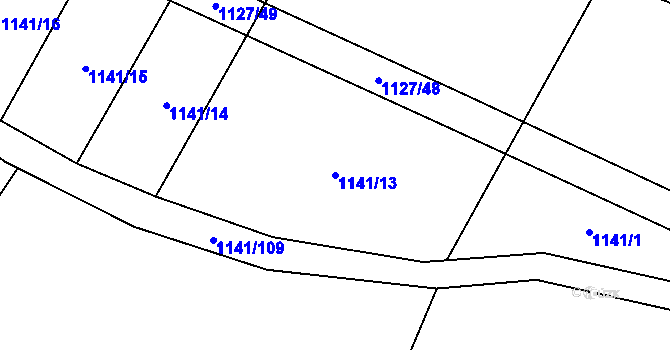 Parcela st. 1141/13 v KÚ Čečelice, Katastrální mapa