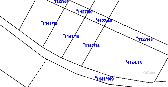 Parcela st. 1141/14 v KÚ Čečelice, Katastrální mapa