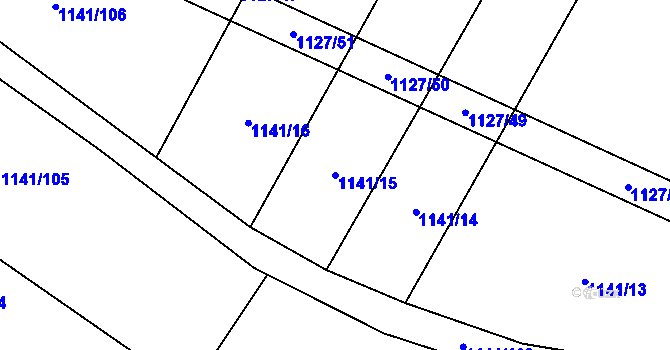 Parcela st. 1141/15 v KÚ Čečelice, Katastrální mapa