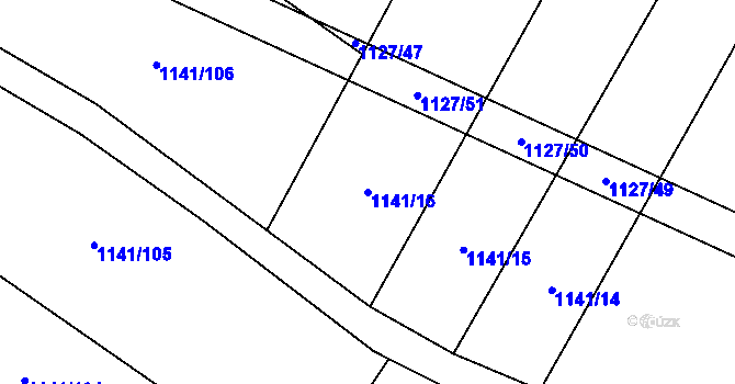 Parcela st. 1141/16 v KÚ Čečelice, Katastrální mapa
