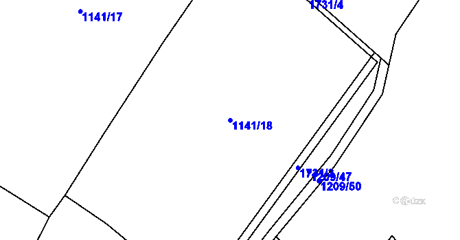 Parcela st. 1141/18 v KÚ Čečelice, Katastrální mapa