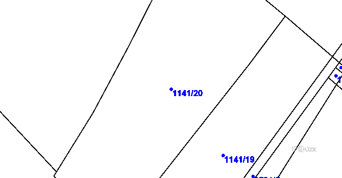 Parcela st. 1141/20 v KÚ Čečelice, Katastrální mapa