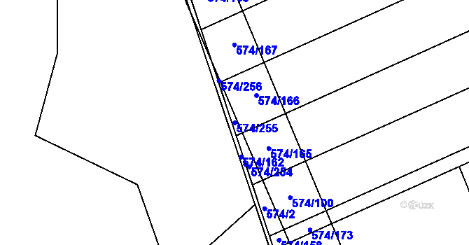 Parcela st. 574/255 v KÚ Čečelice, Katastrální mapa
