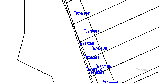 Parcela st. 574/256 v KÚ Čečelice, Katastrální mapa