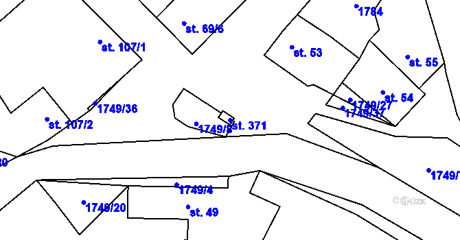 Parcela st. 371 v KÚ Čečelice, Katastrální mapa