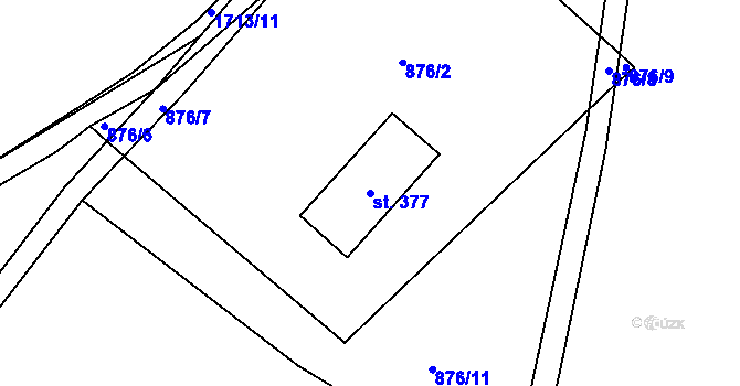 Parcela st. 377 v KÚ Čečelice, Katastrální mapa
