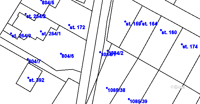 Parcela st. 1084/1 v KÚ Čečelice, Katastrální mapa