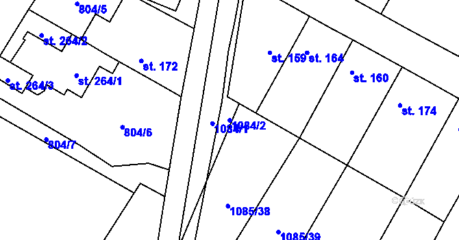 Parcela st. 1084/2 v KÚ Čečelice, Katastrální mapa