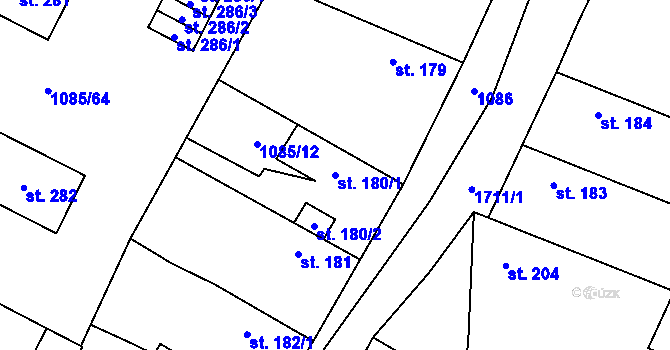 Parcela st. 180/1 v KÚ Čečelice, Katastrální mapa