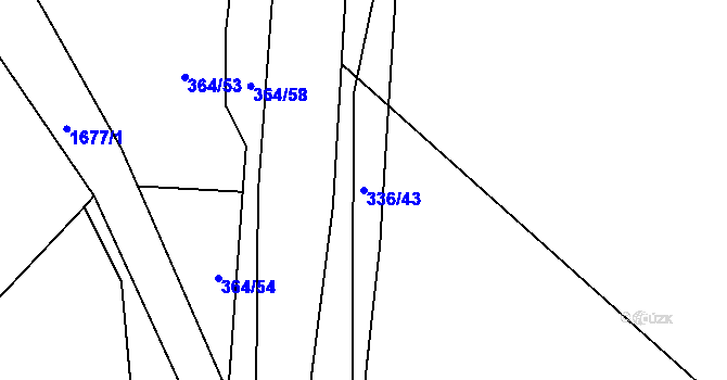 Parcela st. 336/43 v KÚ Čečelice, Katastrální mapa