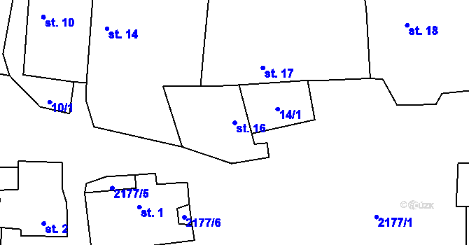 Parcela st. 16 v KÚ Čečelovice, Katastrální mapa