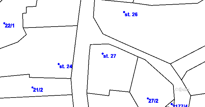 Parcela st. 27 v KÚ Čečelovice, Katastrální mapa