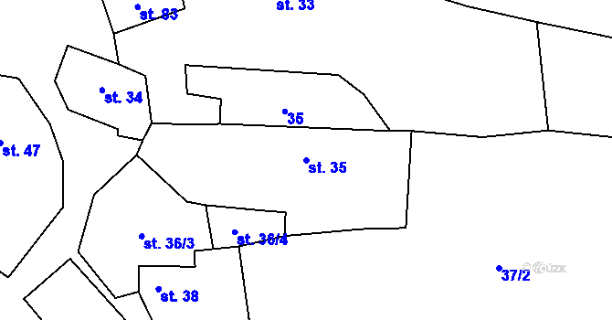 Parcela st. 35 v KÚ Čečelovice, Katastrální mapa